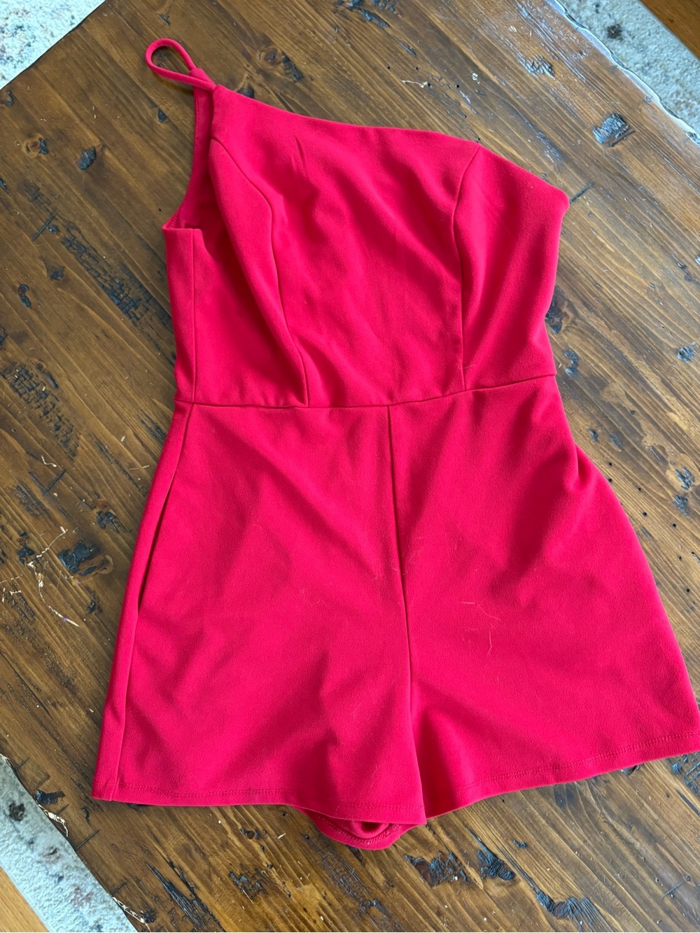 Crystal Sky Red One Shoulder Romper